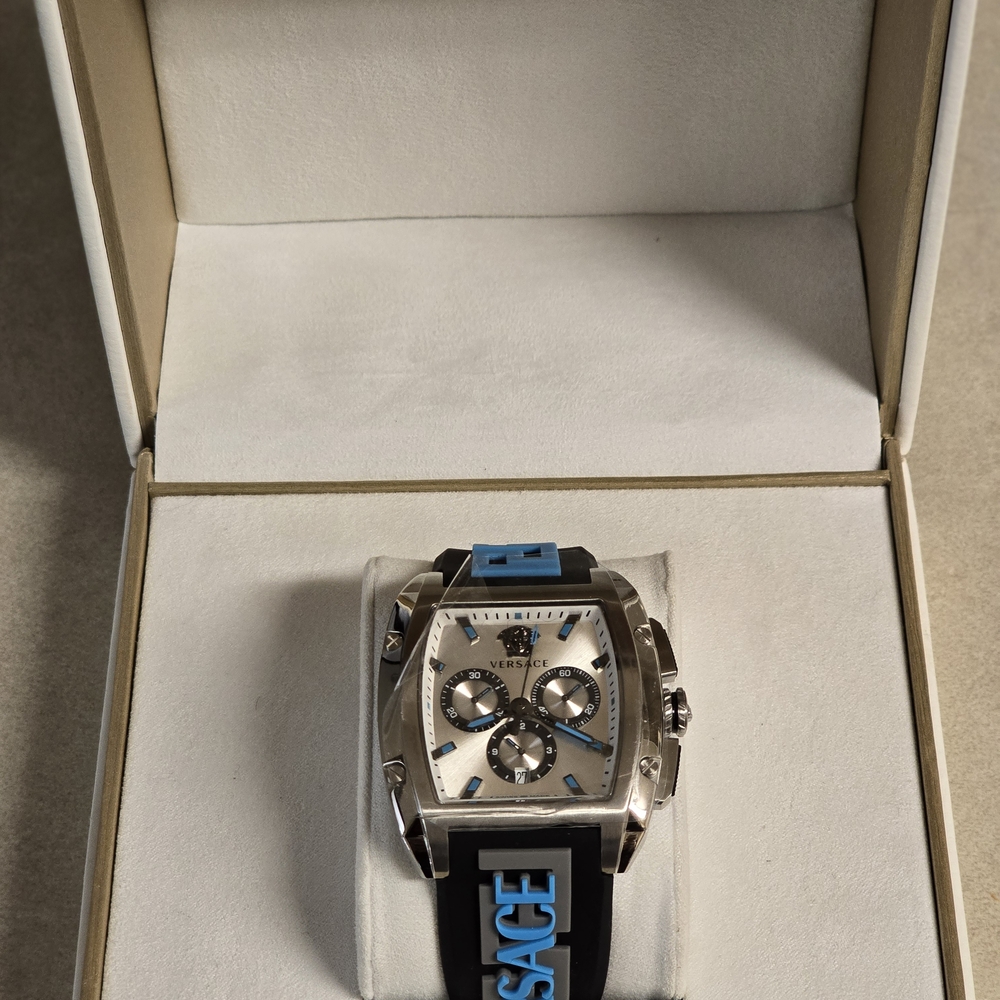 Versace Silver and Blue Men's Watch